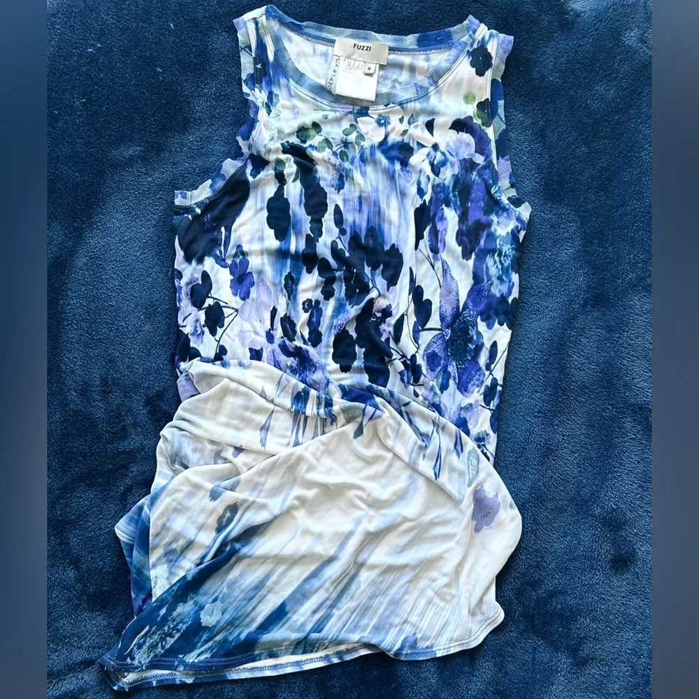 Fuzzi draped mesh trim tank top - Picture 2 of 7